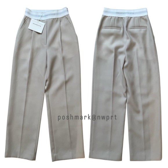 NWT ✨ Alexander Wang Pleated Wool Trousers High Waist Dress Pants Beige 0 XS - Picture 4 of 15